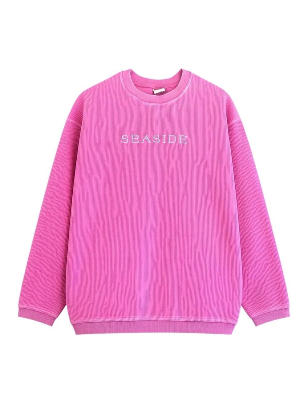 Seaside Florida Pink Corded Embroidered Oversized Sweatshirt Small